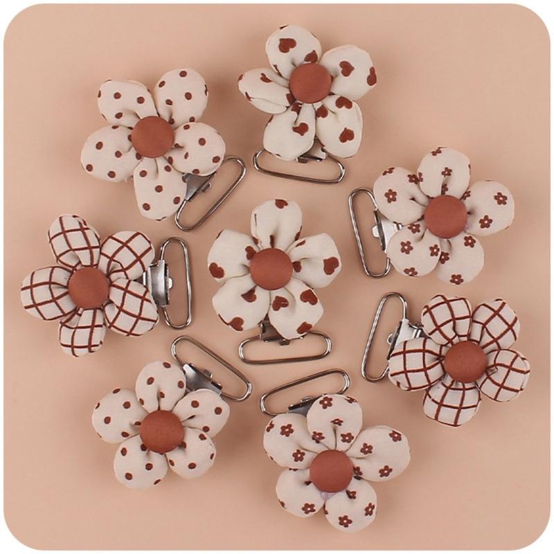 Cotton Pacifier Clips DIY Pacifier Clip Pacifier Clip Holder for Teething Baby Toddler Cute Small Flower Shaped Durable