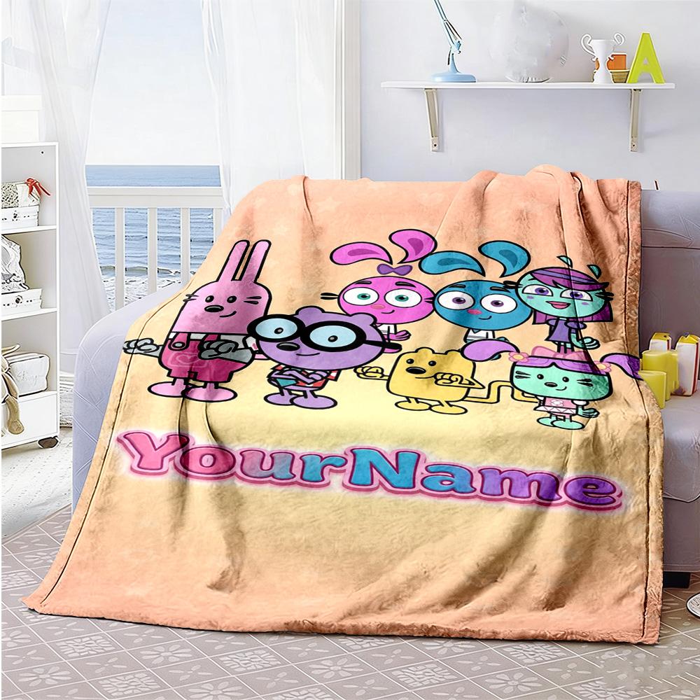 Wow! Wow! Wubbzy Personalized Name Blanket Throw Customizable Blanket Comfortable Great for Seaside Bedding Chair Bed for All Occasions