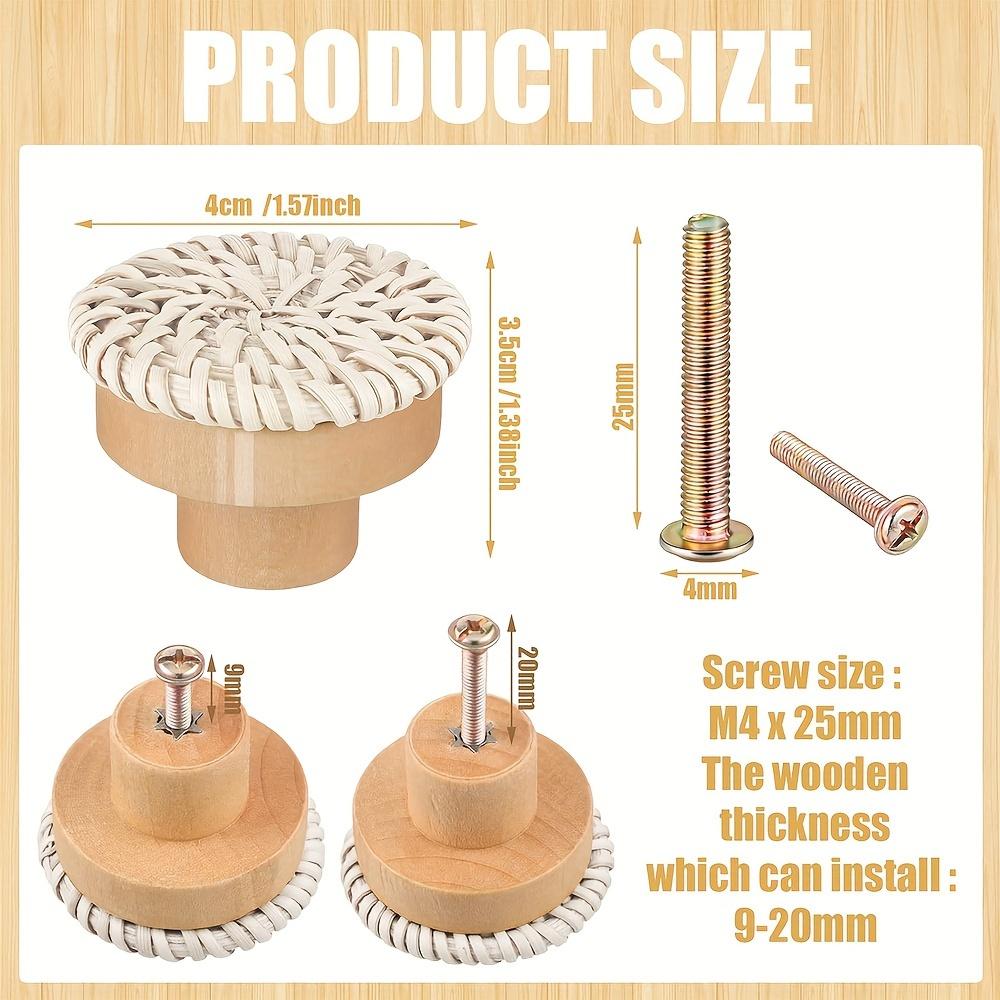 Bohemian Style Rattan Dresser Knobs, Round Wooden Drawer Knobs, Handmade Wicker Weave and Screws for Furniture, Cabinet, Dresser Knobs