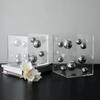 Square Abstract Metal Balls, Artworks, Transparent Acrylic Container Boxes, Desktop Decoration Models, Home Decoration Crafts