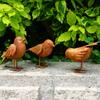 3 шт. Ржавая металлическая фигурка птицы Винтажная 3D-скульптура птицы Сельский стиль Наружное украшение для патио, двора, сада