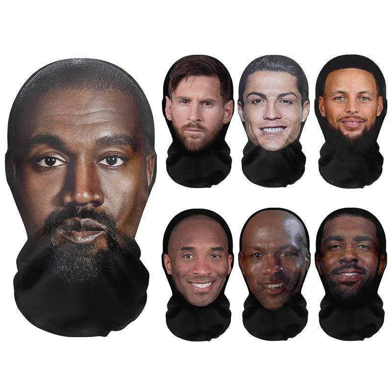 3D Seamless Mask Realistic Face Masks Funny Face Printed Head Scarf Cosplay Role Play Prop Dress Up Facemask Balaclava Headgear