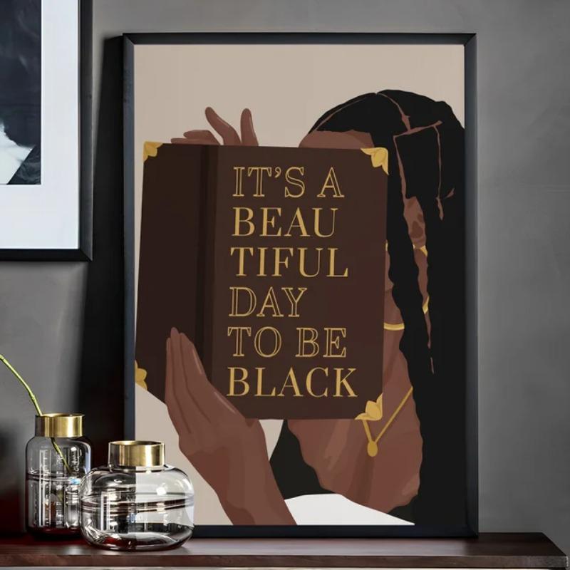 Fashion Black Girl SelfAdhesive Art Poster Aesthetic Wall Decor Whitepaper Prints Stylish Home Decoration Artwork