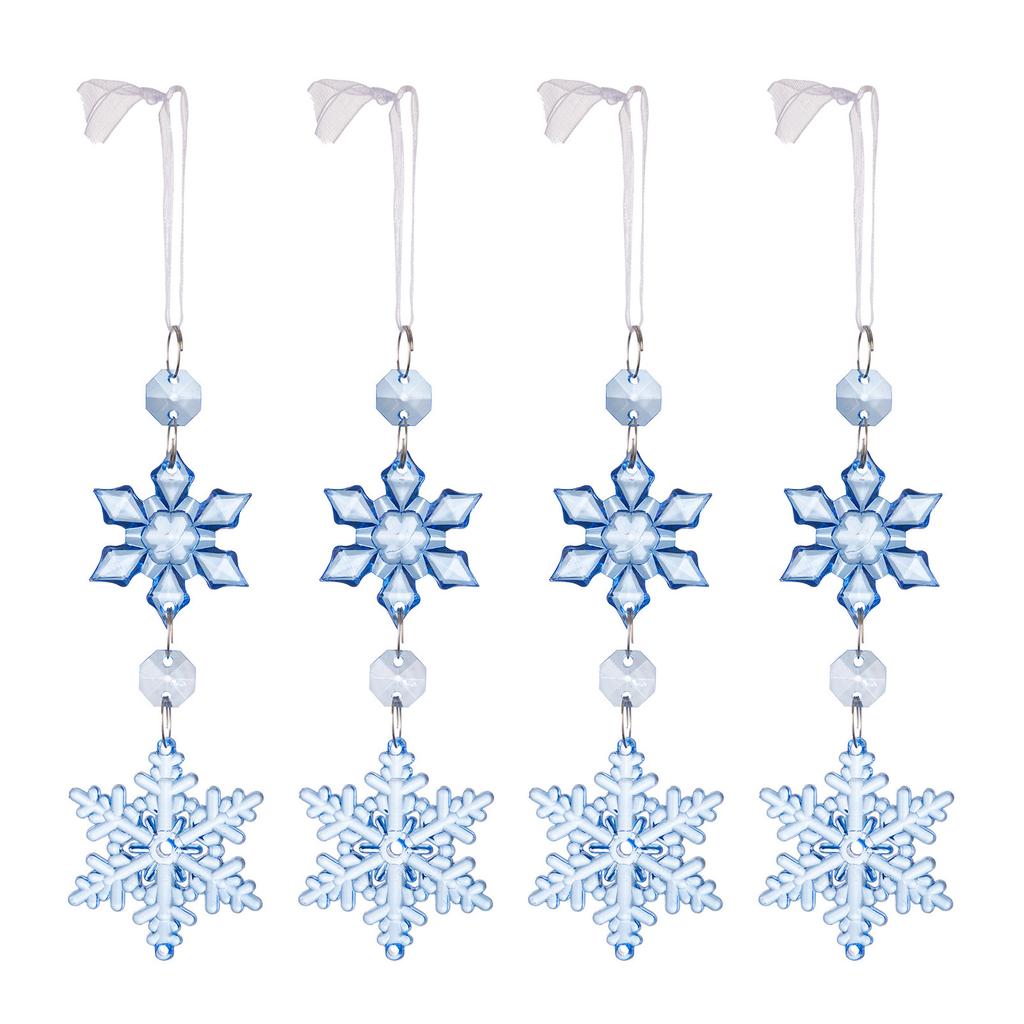 Set of 4 Snowflake Ornament Portable Accessory for Christmas Tree Hanging Decorations Sturdy Acrylic Festival Charm