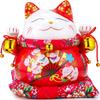 EnergyPower Maneki Neko Premium White Porcelain Luck Luck Large Large Comes with Cushion Porcelain Maneki Neko Hand Painted Handmade Cat Good for