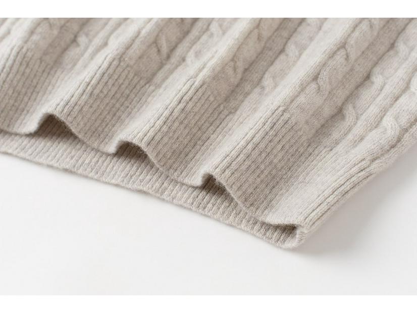 Women's 100% Pure Cashmere Cable Knit Lapel Sweater - Slimming and Versatile Pullover