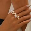 Women's Geometric Inlaid Pearl Design High-End Ring Niche Versatile Index Finger Ring for Women