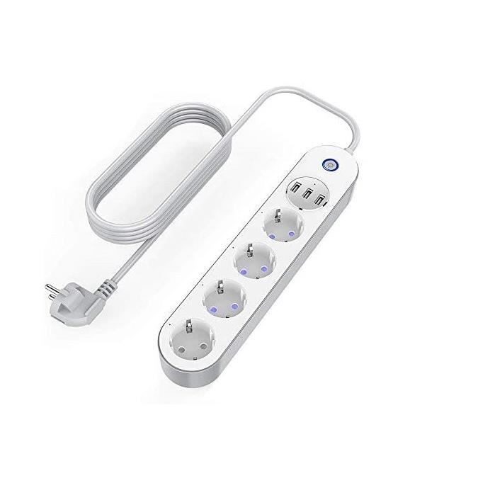 Connected Power Strip 3 USB Model SA-P402A, 2.1A White
