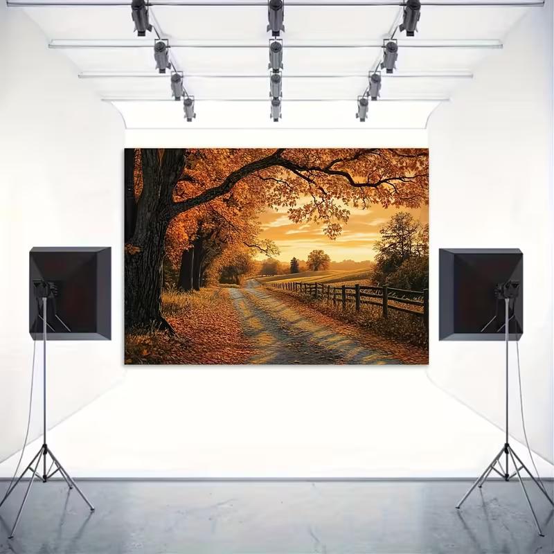 Fall Golden Leaves 2D Backdrop, Thanksgiving Party Decoration Photo Background