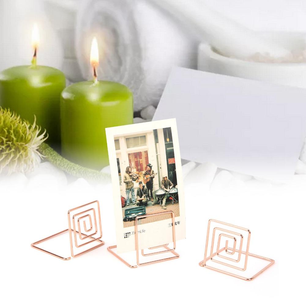 10Pcs Square Table Number Holders Silver/ Rose Gold/ Gold Business Card Organizer Desktop Display