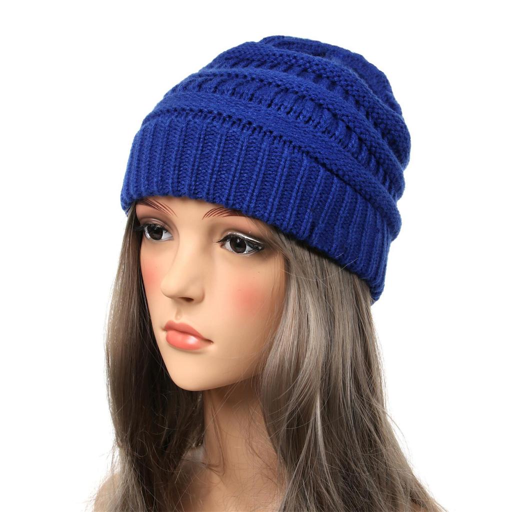 New Autumn And Winter Wool Cap European And American Women's Capped Cap Warm Knitted Cap Simple Solid-Coloured Cap