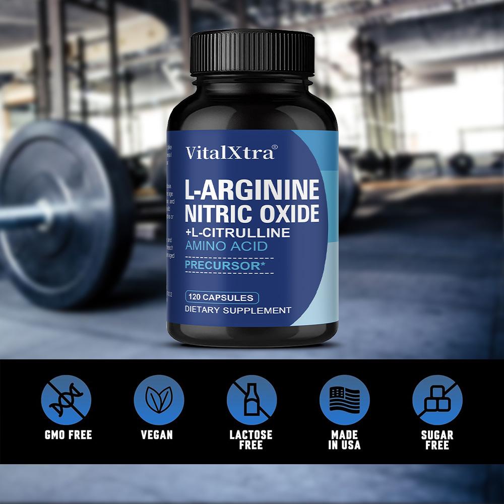 L-Arginine, Nitric Oxide, and L-Citriline Supplement, 120 Capsules