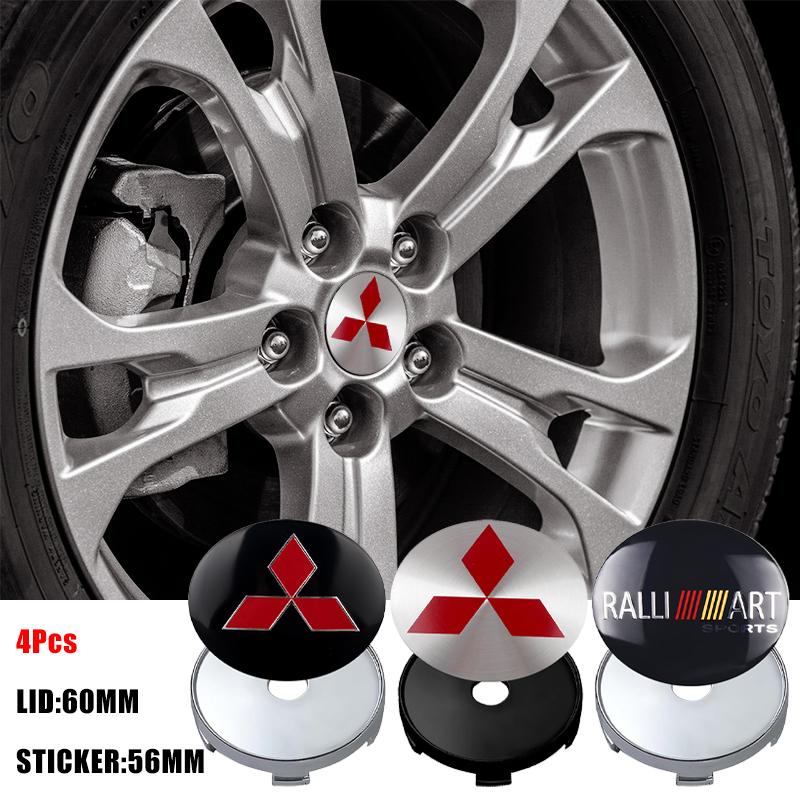 4pcs 56/60mm Cars Hub Caps Car Wheel Center Caps Hubcap Sticker Tire Hub Cover For Mitsubishi Ralliart Space Star Eclipse Lancer wszm26