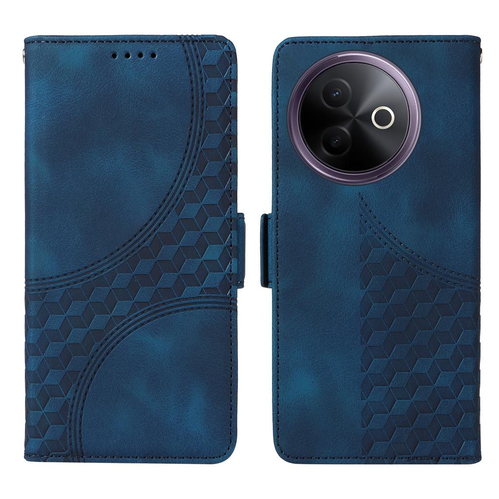 For vivo Y300i 5G/vivo Y39 5G Leather Cases Wallet Rhombus Imprinted Phone Cover Stand with Strap