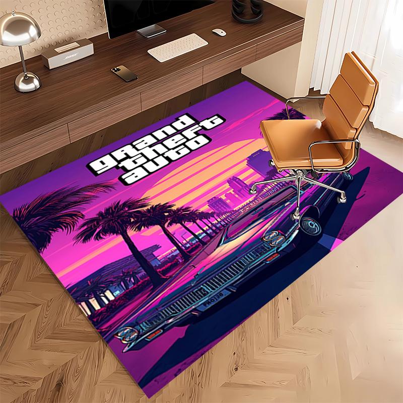 1pc Game Grand Theft Auto Print Area Rug - Soft, Washable Non-Slip Indoor Mat, Living Room, Home Office Decorative Rug,Office Decorative