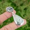 Green Zebra Jasper Stone White Topaz Sterling Silver Mermaid New Pendant Jewelry
