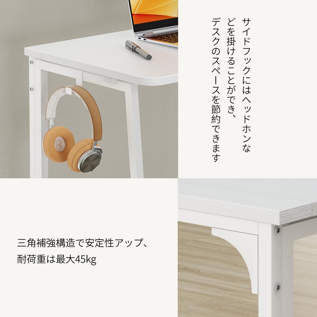 WOHOMO Маленький складной компьютерный компактный письменный стол шириной 80 см для офиса или идеально подходящий для гостиной или дома. Простой стильный стол, крючки,