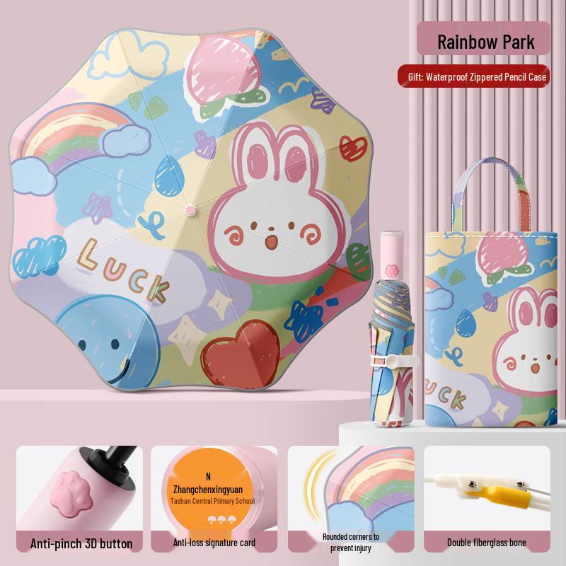 Автоматический складной детский зонт двойного назначения с кольцевой пряжкой – Защита от солнца для школьников и школьниц