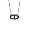 [L4608] - Silver 'Maille Marine' Silver Ceramic Necklace (rhodium-plated) - 20x10 Mm