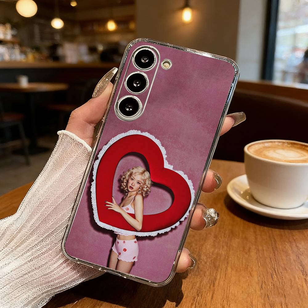K-Kpop Idol Singer R-Rosé Phone Case For Samsung Galaxy S24 S25 S23 S22 S21 Plus S24 S25 Transparent Cover Case
