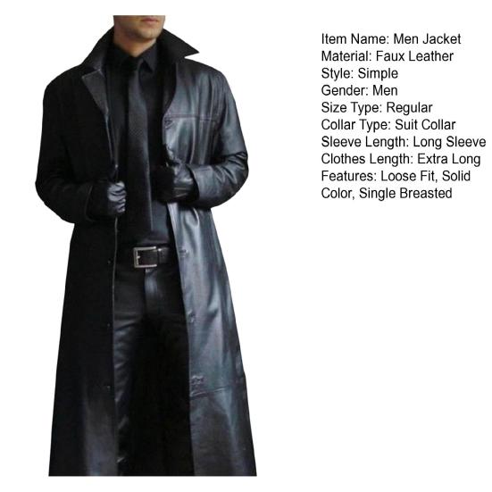 Мужская куртка с воротником и длинным рукавом, однобортная куртка из искусственной кожи, дополнительная