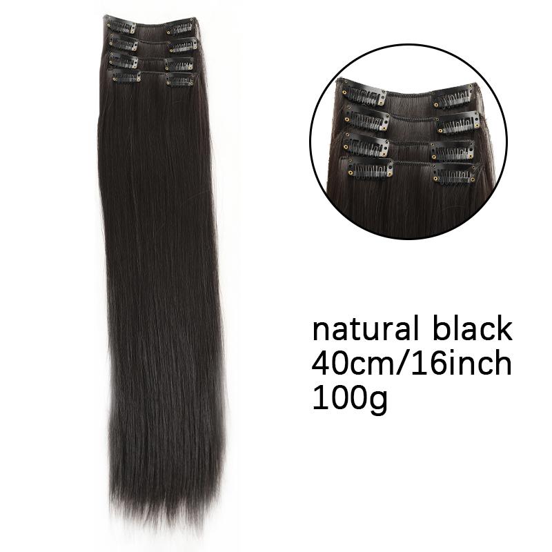 16/24 Inch Female Four Piece Long Straight Hair Wig with BB Clip Synthetic Heat-resistant Wig Naturally Suitable for Daily Wear
