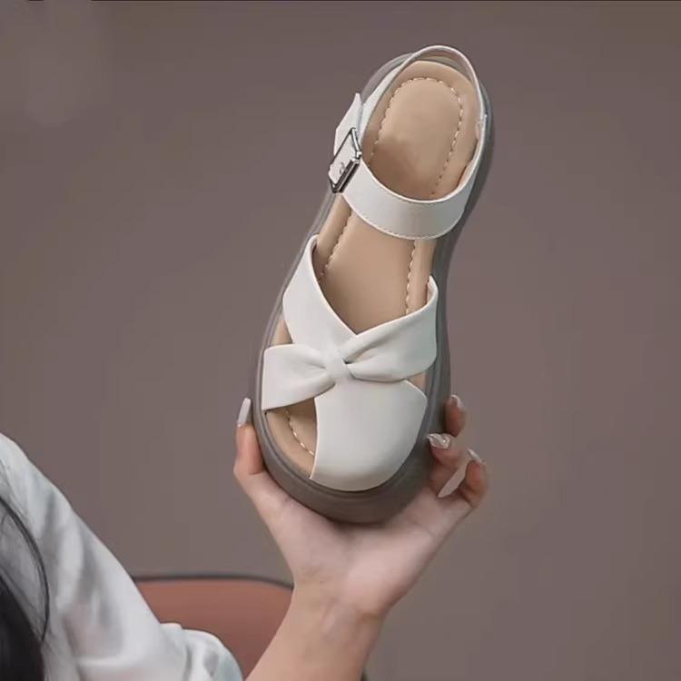 Summer Platform Roman French Beautiful Bag Head Sandals Women Wear Fashion with Skirts 2025 New Beach Shoes