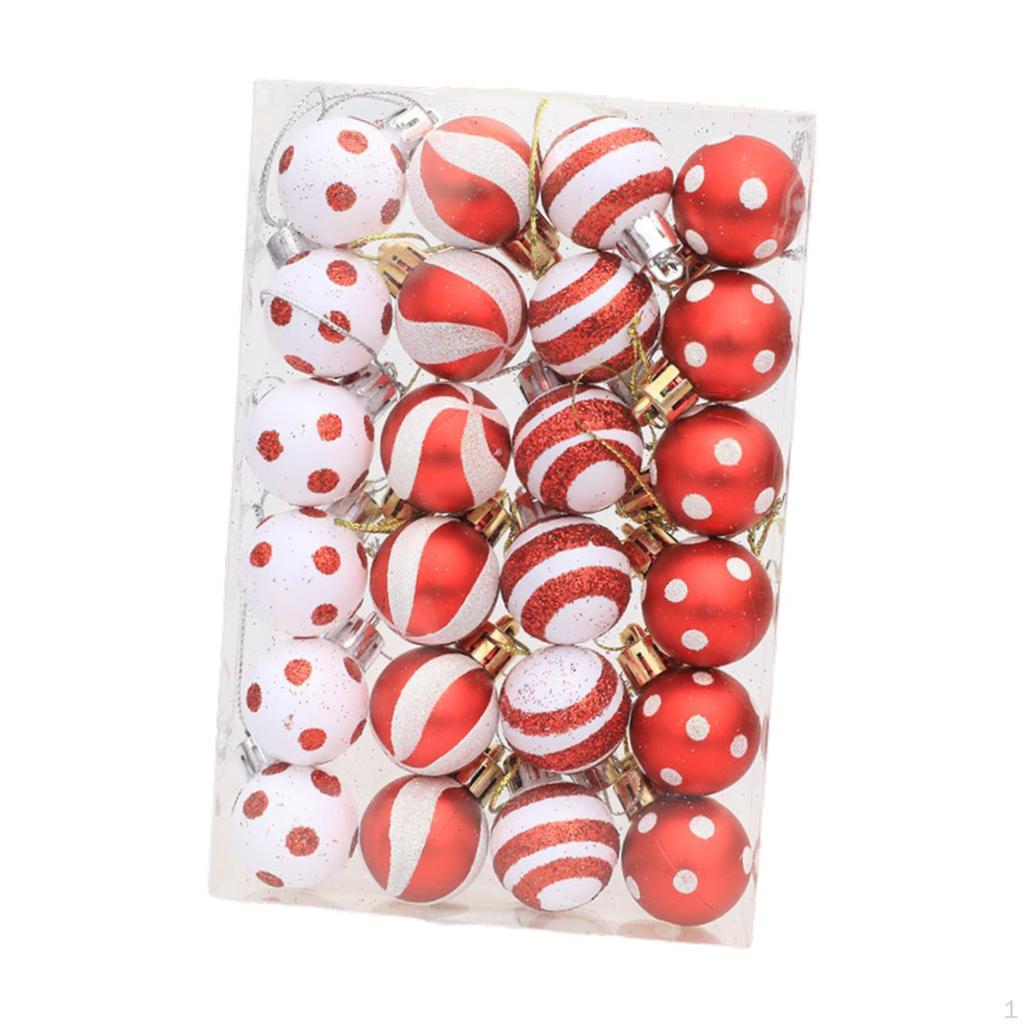 24Pcs Christmas Ball Ornaments Tree Decorations Charm Pendants for Festival Home Year