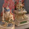 Seated Acala wood carving cypress wood with light gold Guardian deity of the zodiac for those born in the Year of the Rooster Myoo (22.5cm) (wood
