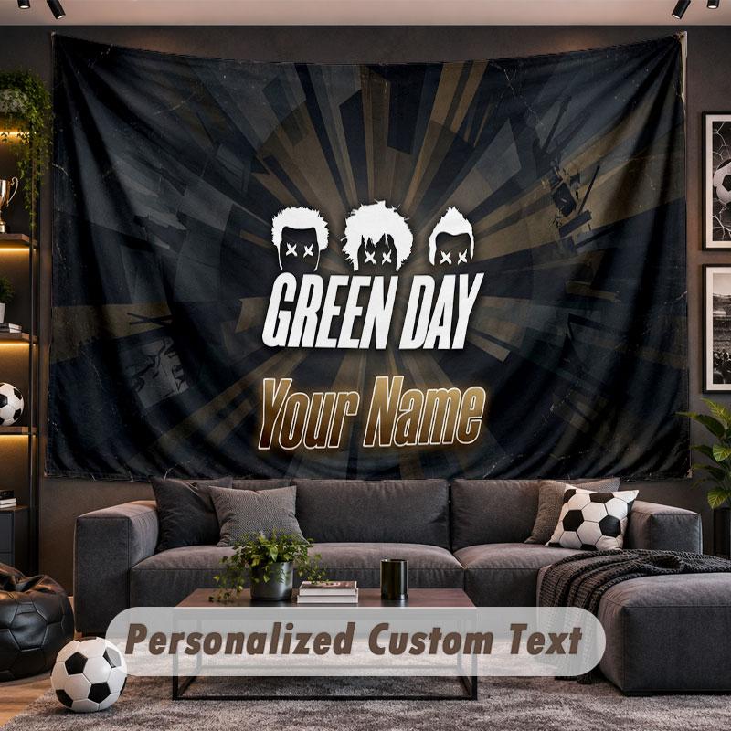 Wall Hanging Tapestry Custom NameGreen Day Pattern Personalized Printed Fabric Wall Decor