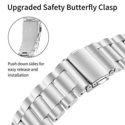 Для Huawei Watch GT 2 42 мм Ремешок из нержавеющей стали Форма коронки Декор стразами Серебристый ремешок для часов