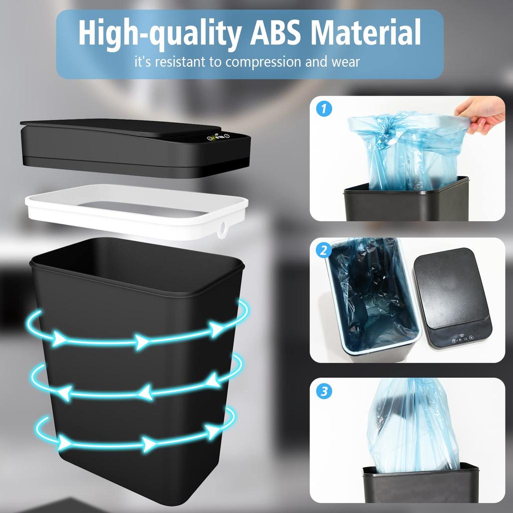 Мусорное ведро для ванной комнаты с крышкой, бесконтактное автоматическое мусорное ведро, тонкое умное мусорное ведро с датчиком движения для спальни, офиса, гостиной