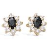 [R4167] - Gold Plated Earrings 'Victorina' Black White Gold - 10x8 Mm