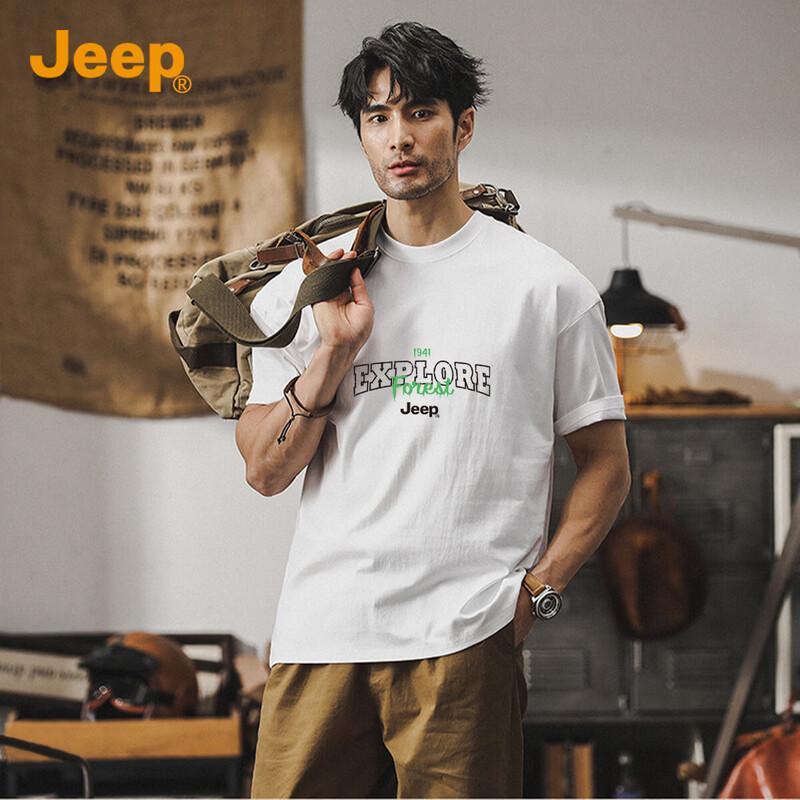 Jeep Мужская футболка из плотного хлопка с коротким рукавом