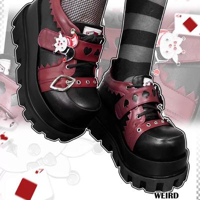 Осень новая мода девушка универсальный милый крутой стиль Мэри Джейн странные покер высокие каблуки