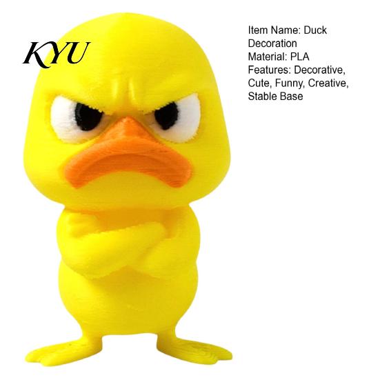 Modern Home Accent 3D Printed Yellow Duck Figurine, Funny Statue with Vivid Expressions, Healing Desk Companion Cute Miniature Desktop Ornaments