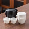High-end Hand-painted Suet Jade Porcelain Travel Tea Set, One Pot and Four Cups of Boutique Teapot Teacup Outdoor Portable Gifts