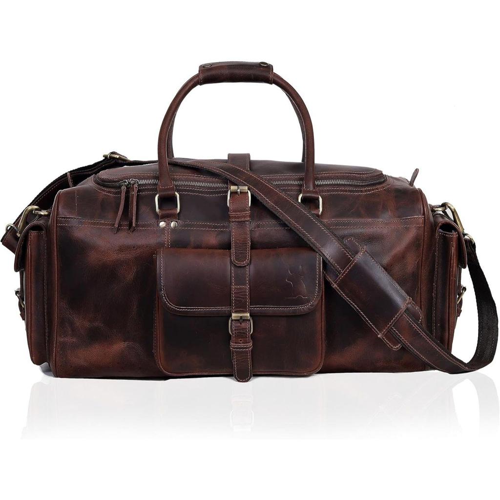 Новая дорожная сумка для мужчин и женщин, 28-дюймовая винтажная дорожная сумка из кожи буйвола, настоящая сумка для переноски на ночь