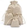 Natural Linen Burlap Favor Candy Bags Bag Drawstring Gift Bags With Handles Gift Packaging Party Bag Jute Gift
