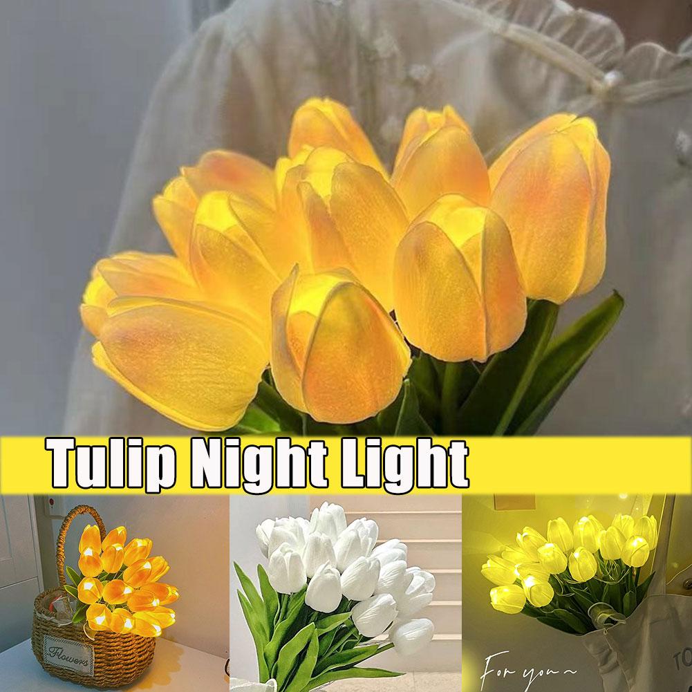 Tulip Lamp LED Night Light Room Decoration Bedhead Ornaments Of Atmosphere Light Lamp Desk Photography E9O5