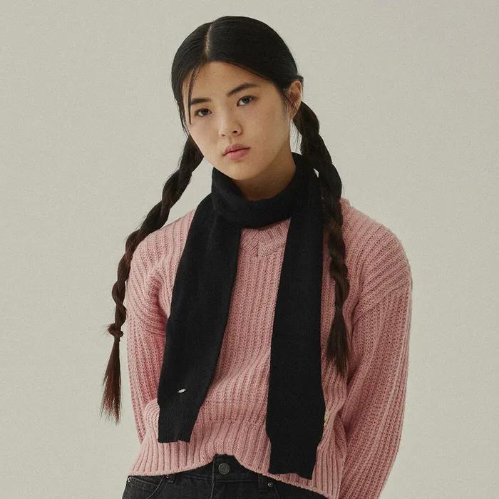 Clover Heart Angora Scarf Black