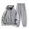 Spring Autumn Men Jacket 2 Pcs Set Zipper Stripe Tracksuit Hooded Plus Size Streetwear Sportswear Male Long Sleeve