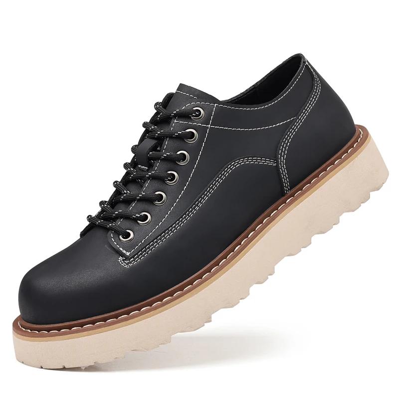 Повседневные туфли-оксфорды из натуральной кожи для мужчин, с круглым носком, деловые туфли ручной работы, туфли на плоской подошве для отдыха, прогулок, нарядная обувь