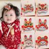 Embroidery Children Red Hairpin Lion Dance Ancient Style Hairpin Sweet Hanfu Hair Sticks  Baby