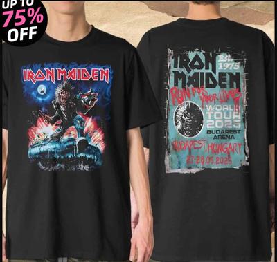 Винтажная футболка Iron Maiden _ Run for Your World Будапешт 2000-е Футболка группы Высококачественная Роскошь Подходит и мужчинам, и женщинам Топ Y2k