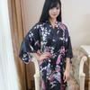 Comfortable Homewear Fashionable Temperament Elegant Peacock Long Average Size Robe Imitation Silk Single Japanese Kimono Open Robe