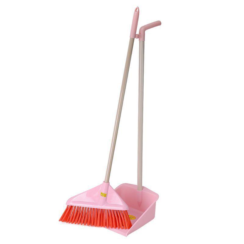 Heavy-Duty Plastic Broom Dustpan Set Home Office Kitchen Cleaning Lightweight Wide Bristle Sweeper
