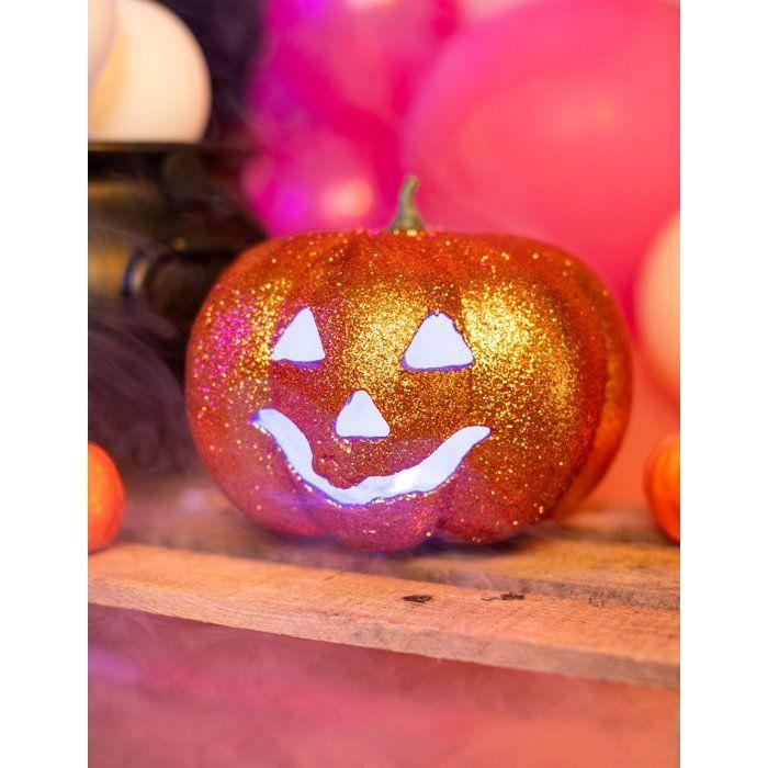 Citrouille Halloween lumineuse 17 cm - Orange