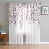 Spring Cherry Blossom Branch Tulle Sheer Curtains For Living Room Bedroom Kitchen For Windows Voile Drapes Home Decoration