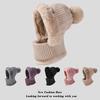 Winter Ladies Hat with Scarf Knitted Thick Plush-lined Windproof Pom-pom Hat Full Protecting Cycling Outdoor Cap Elastic Headwear